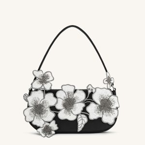 Leona Bead Embellished Shoulder Bag - Black