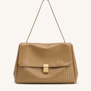 Hilary Woven Shoulder Bag - Camel