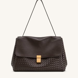 Hilary Woven Shoulder Bag - Dark Brown