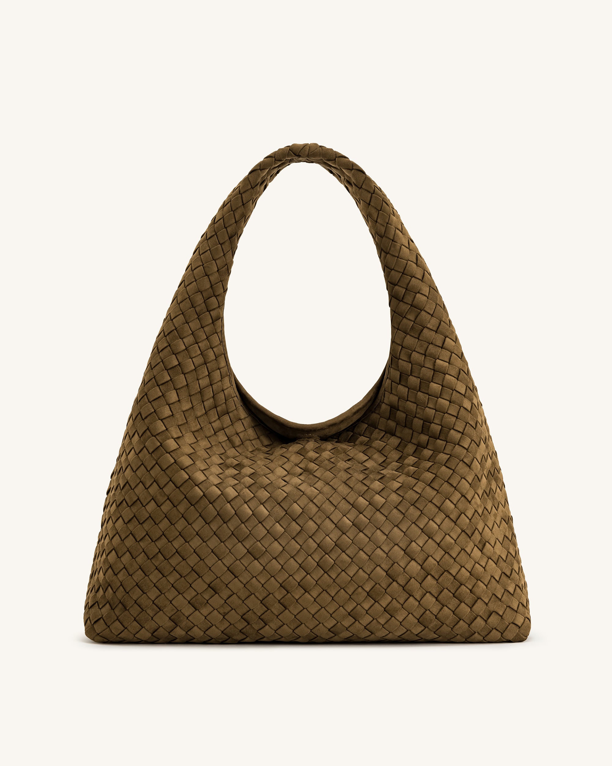 Iaura Faux Suede Woven Shoulder Bag - Olive Green - Image 3