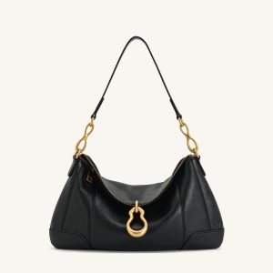 Jayla Metal Pendant Embellished  Shoulder Bag - Black