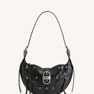 Tessa Crushed Shoulder Bag - Black