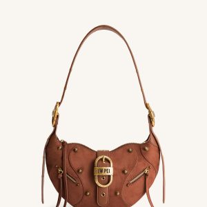 Tessa Suede Shoulder Bag - Dark Birch Brown