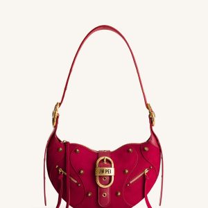 Tessa Suede Shoulder Bag - Deep Magenta