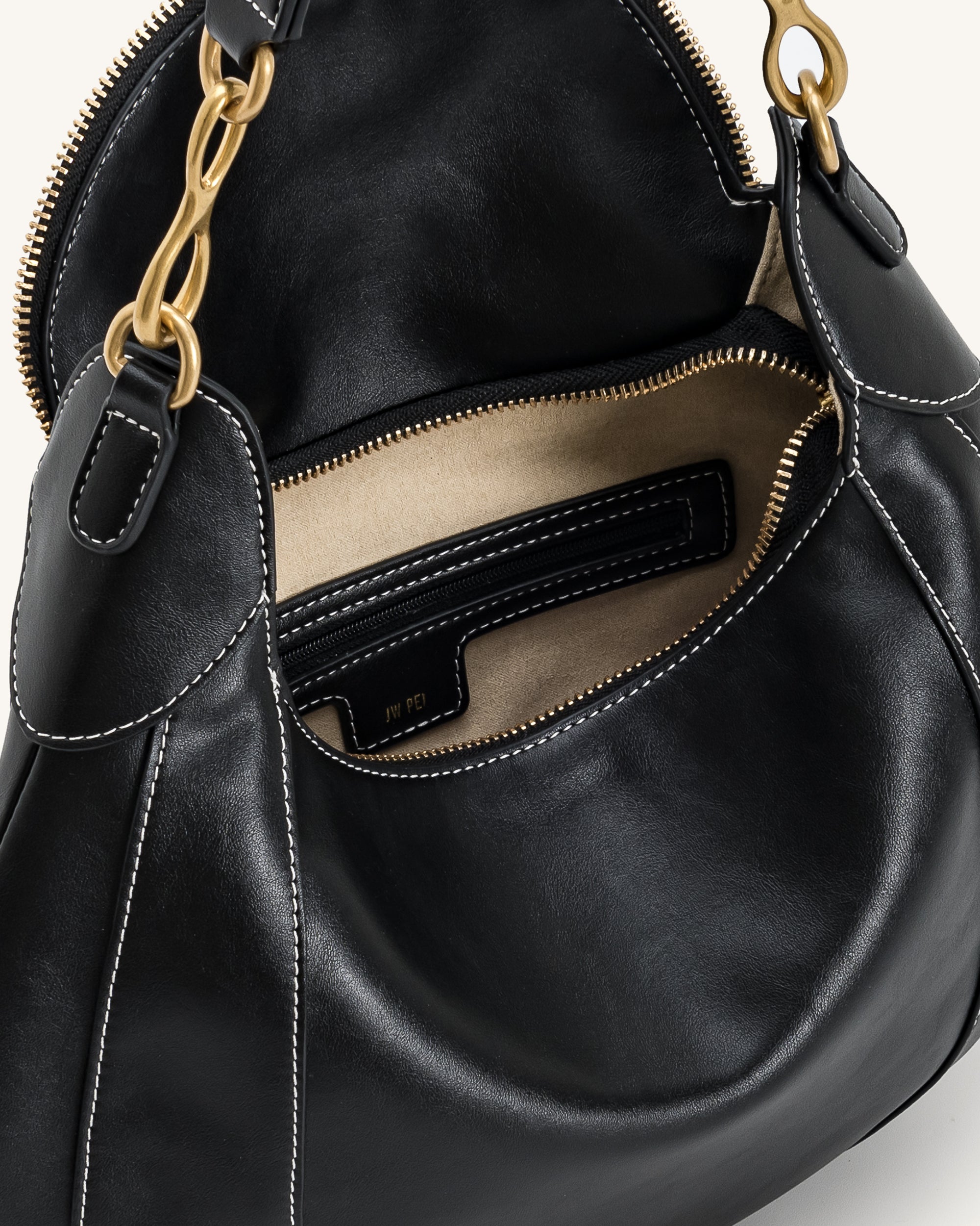 Daria Metal Pendant Embellished Shoulder Bag - Black - Image 4