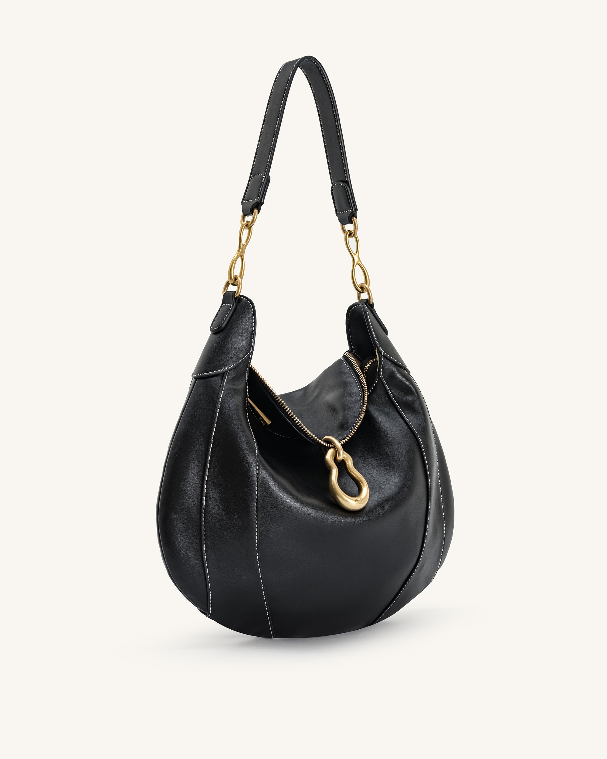 Daria Metal Pendant Embellished Shoulder Bag - Black - Image 2