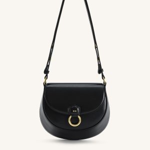 Diana Ring Flap Saddle Bag - Black