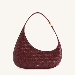 Harlee Weave Texture Shoulder Bag - Burgundy
