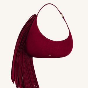 Harlee Faux Suede Fringe Shoulder Bag - Burgundy