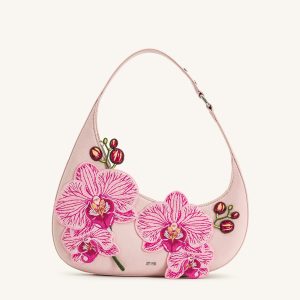 Harlee Orchid Embroidered Shoulder Bag - Pink