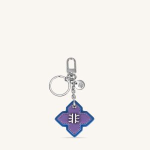 Rhombus Bag Charm And Key Holder - Purple & Classic Blue