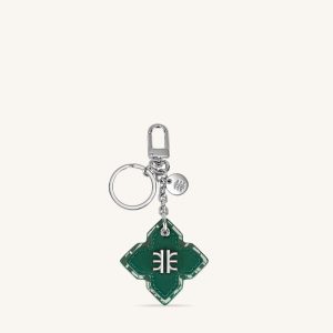 Rhombus Bag Charm And Key Holder - Dark Green