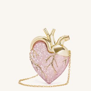 Maren Artificial Crystal Heart Shaped Bag - Pink