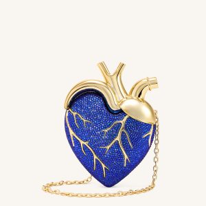 Maren Artificial Crystal Heart Shaped Bag - Cobalt Blue