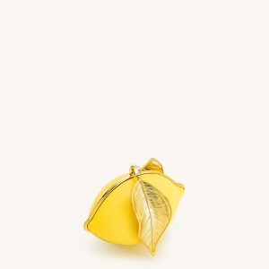 Tori Vegan Leather Metal Structure Clutch - Lemon Yellow