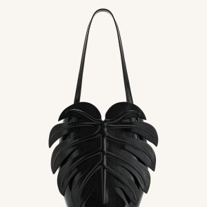 Cecelia Leaf Shape Shoulder Bag - Black