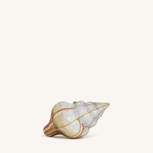 Conch Shape Faux Crystal Clutch - Gold