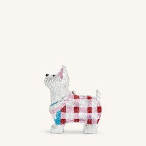 Eden Puppy Shape Faux Crystal Clutch - White