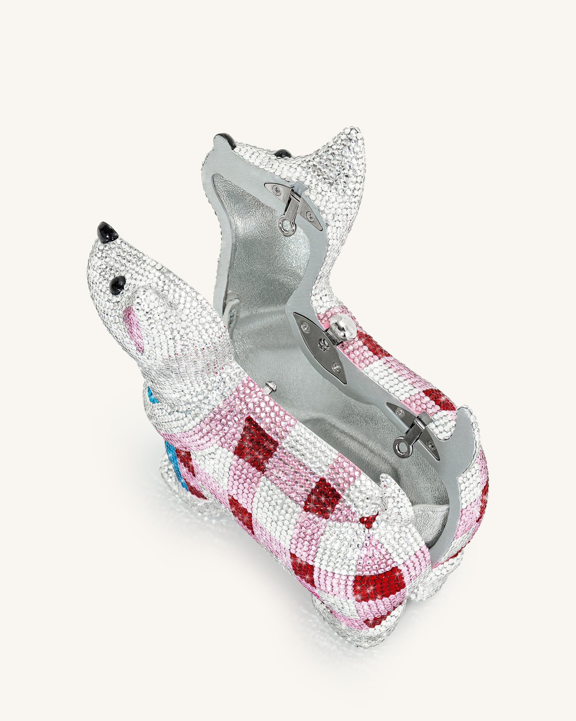 Eden Puppy Shape Faux Crystal Clutch - White - Image 4