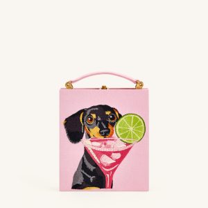 Taya-Puppy Pattern Book Shape Clutch Bag - Pink