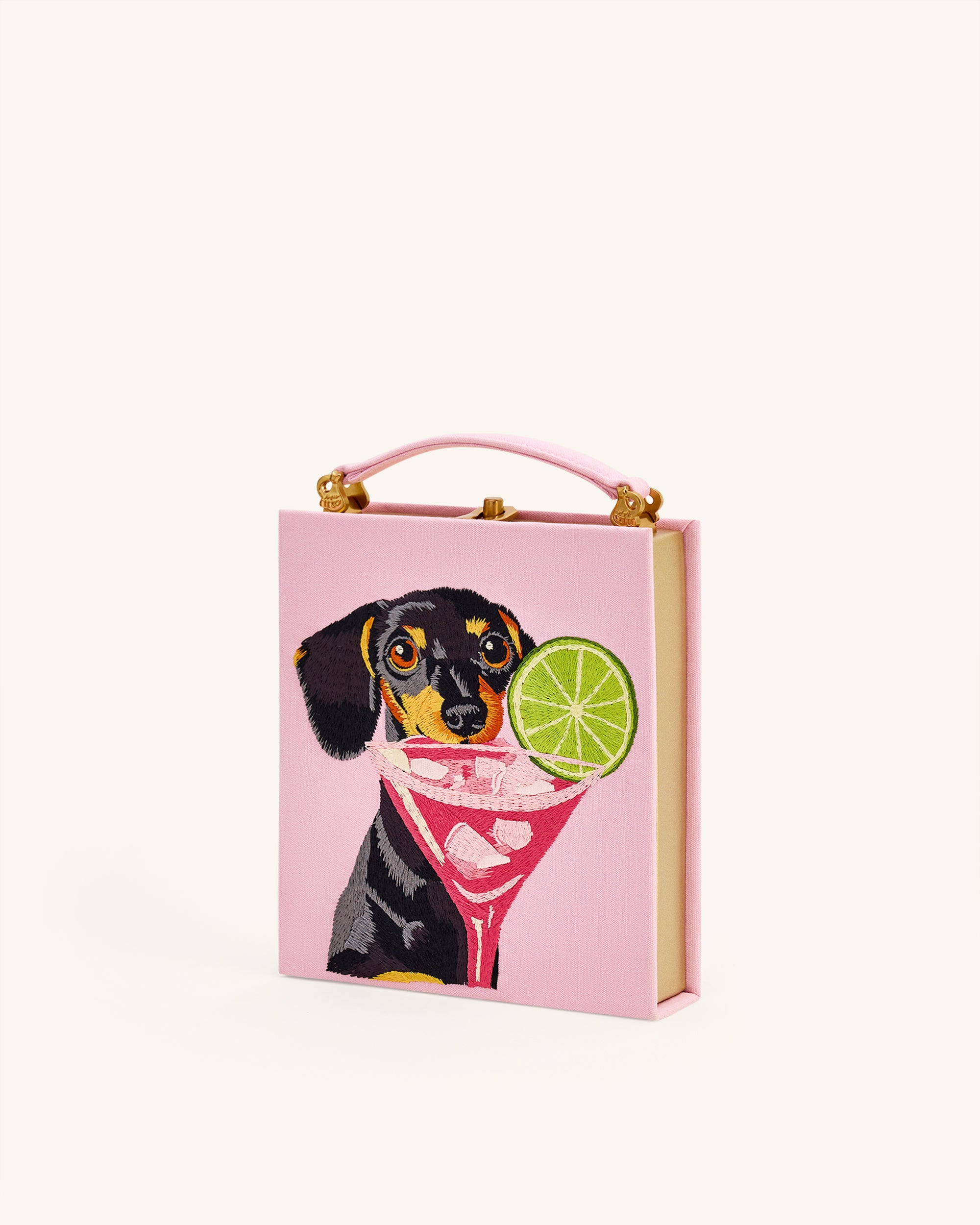 Taya-Puppy Pattern Book Shape Clutch Bag - Pink - Image 2