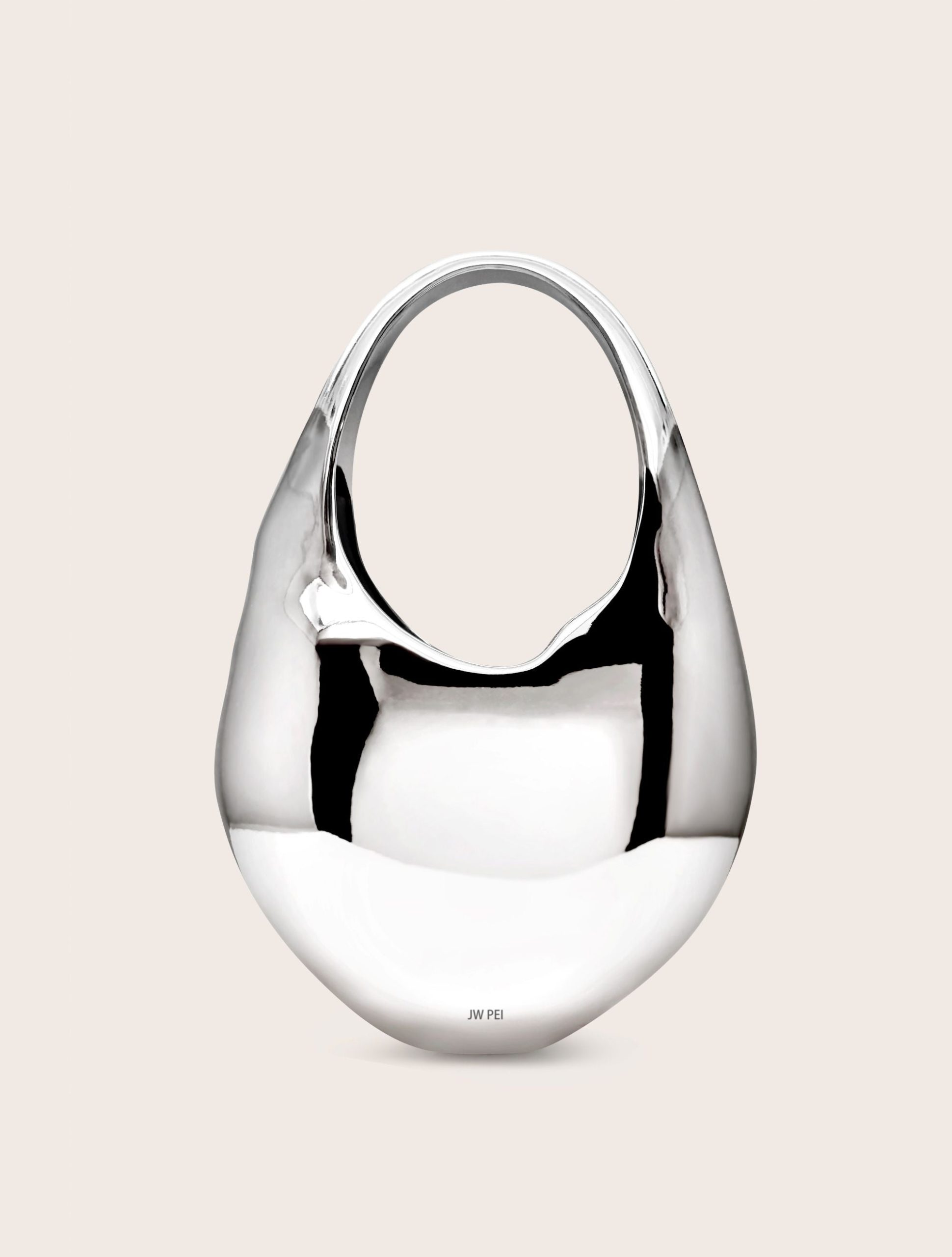 Lillian Face Crescent Top Handle Bag - Silver - Image 2
