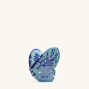 Paisley Crystal Butterfly Clutch - Blue