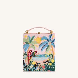 Taya Tropical Parrot Pattern Book Shape Clutch Bag - Pink