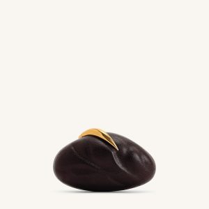 Kaya Irregular Oval Clutch - Dark Brown