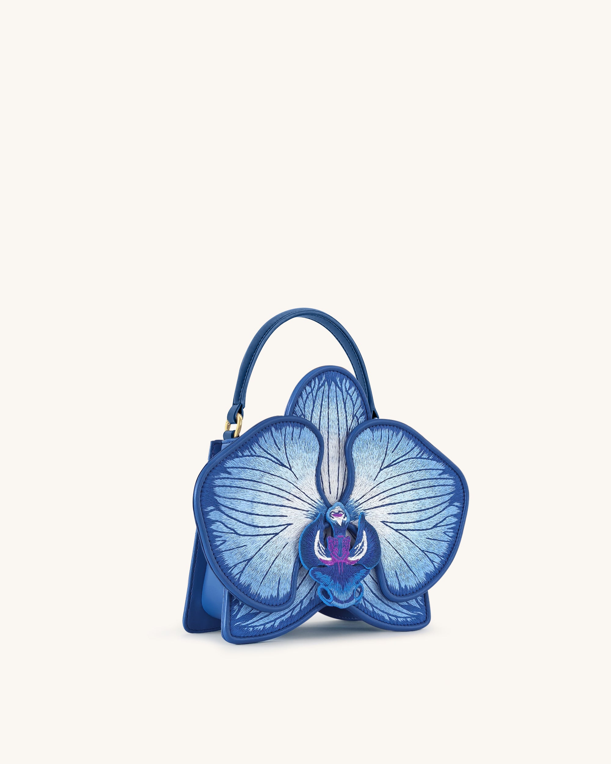 Flora Orchid Shaped Top Handle Bag - Blue - Image 2