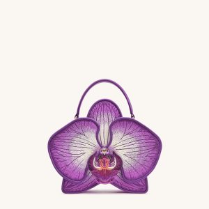 Flora Orchid Shaped Top Handle Bag - Purple