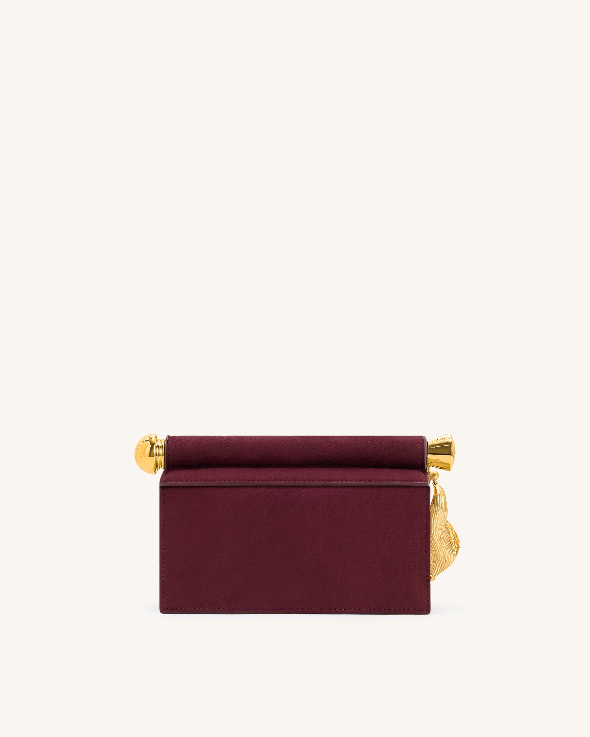Holly Faux Suede Metal Pendant Embellished Clutch - Reddish Brown - Image 3