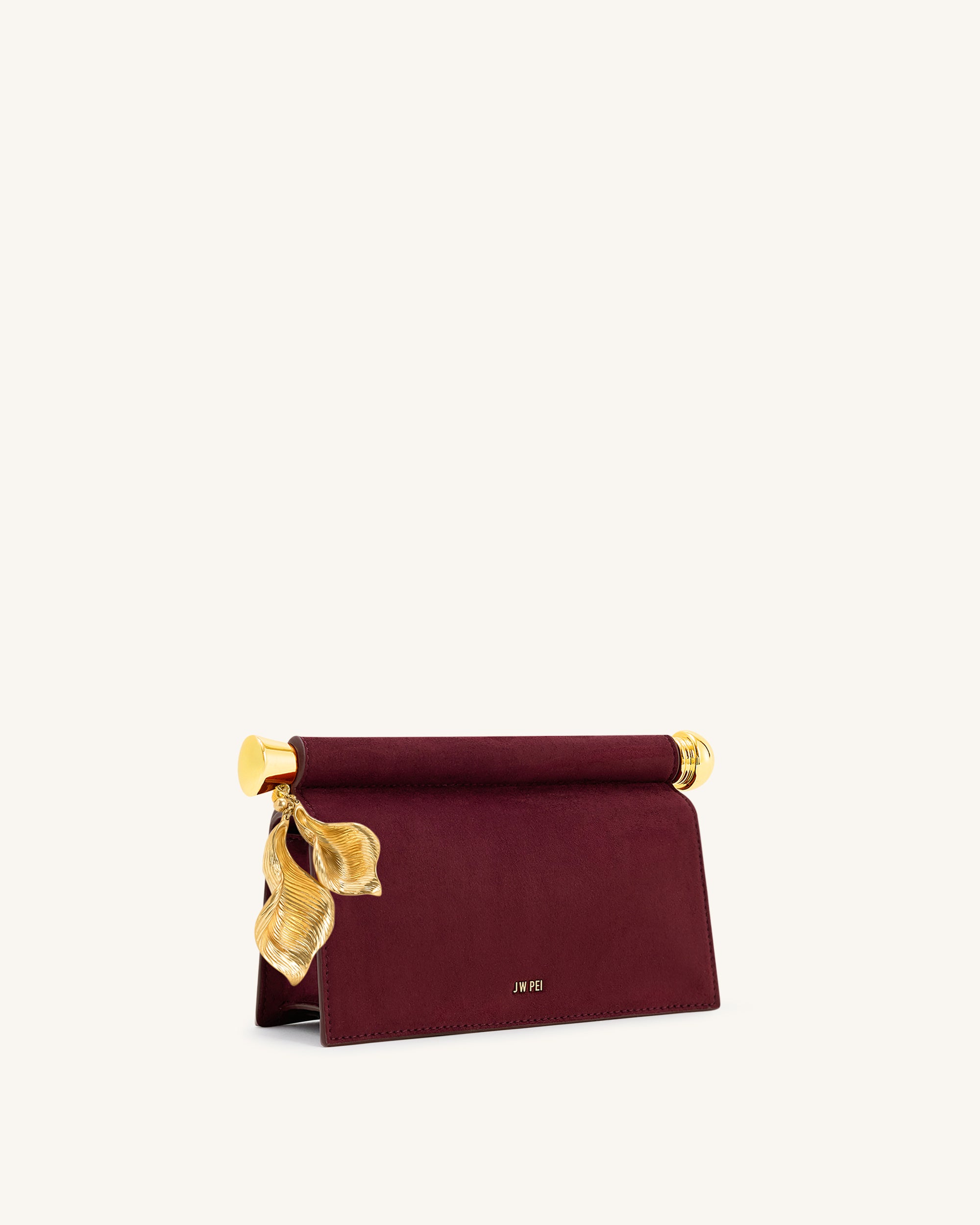 Holly Faux Suede Metal Pendant Embellished Clutch - Reddish Brown - Image 2