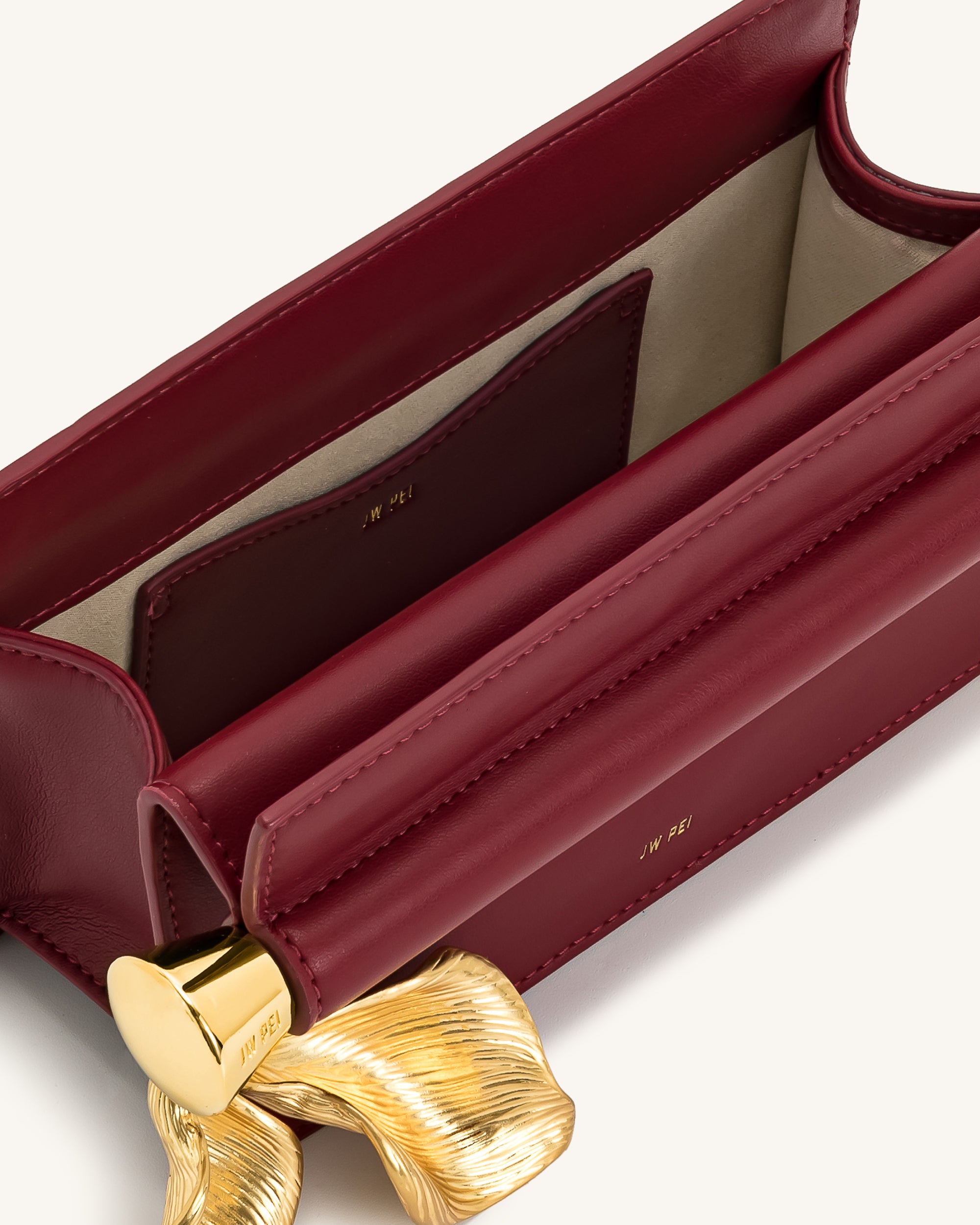 Holly Metal Pendant Embellished Clutch - Claret - Image 5