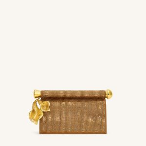 Holly Artificial Crystal Metal Pendant Embellished Clutch - Champagne