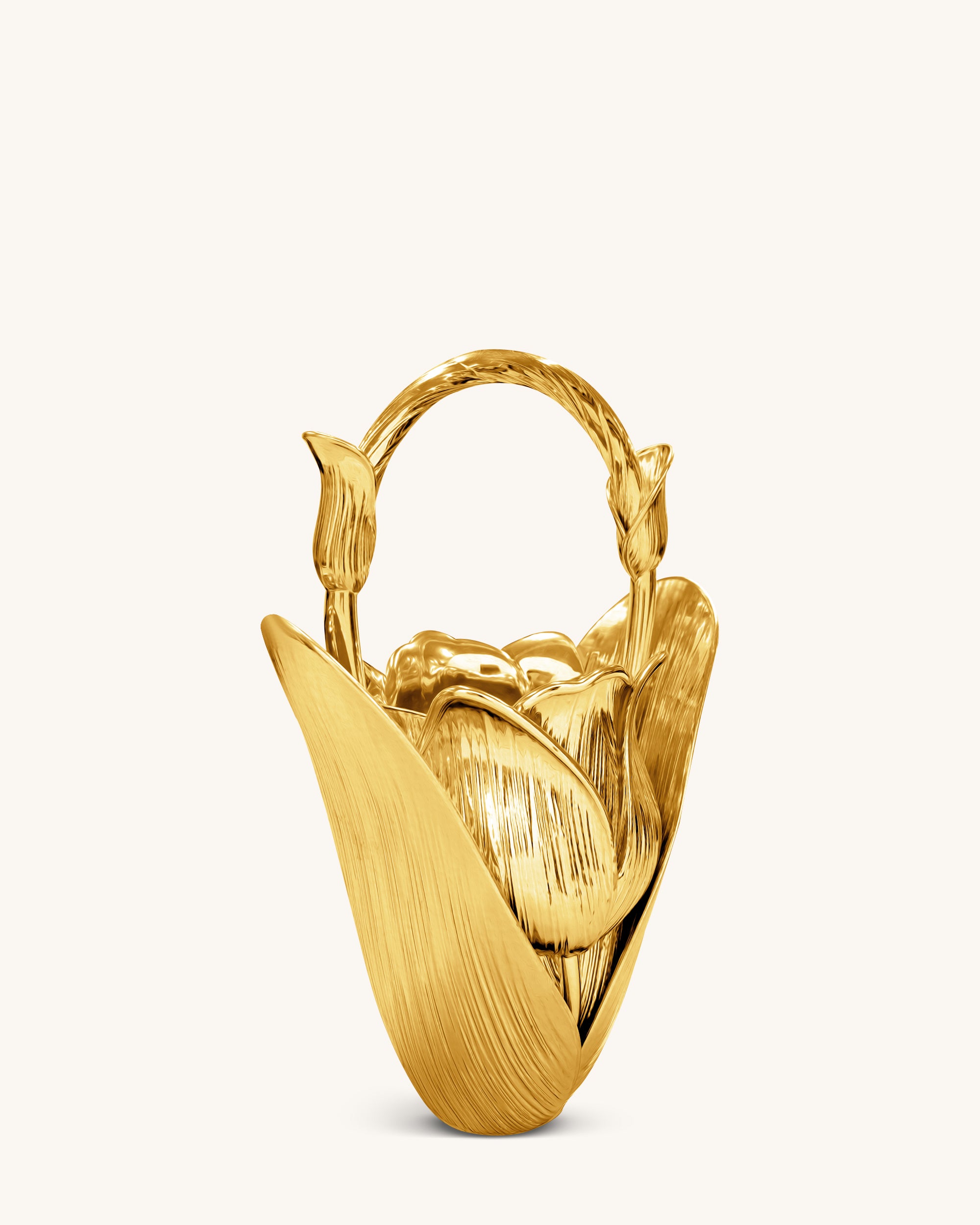 Ella Tulip Vase Top Handle Bag - Gold - Image 2