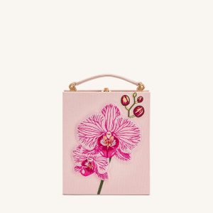 Taya Orchid Motif Book Shape Clutch Bag - Pink