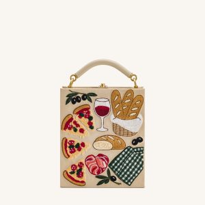 Elle Picnic Pattern Book Top Handle Bag - Khaki