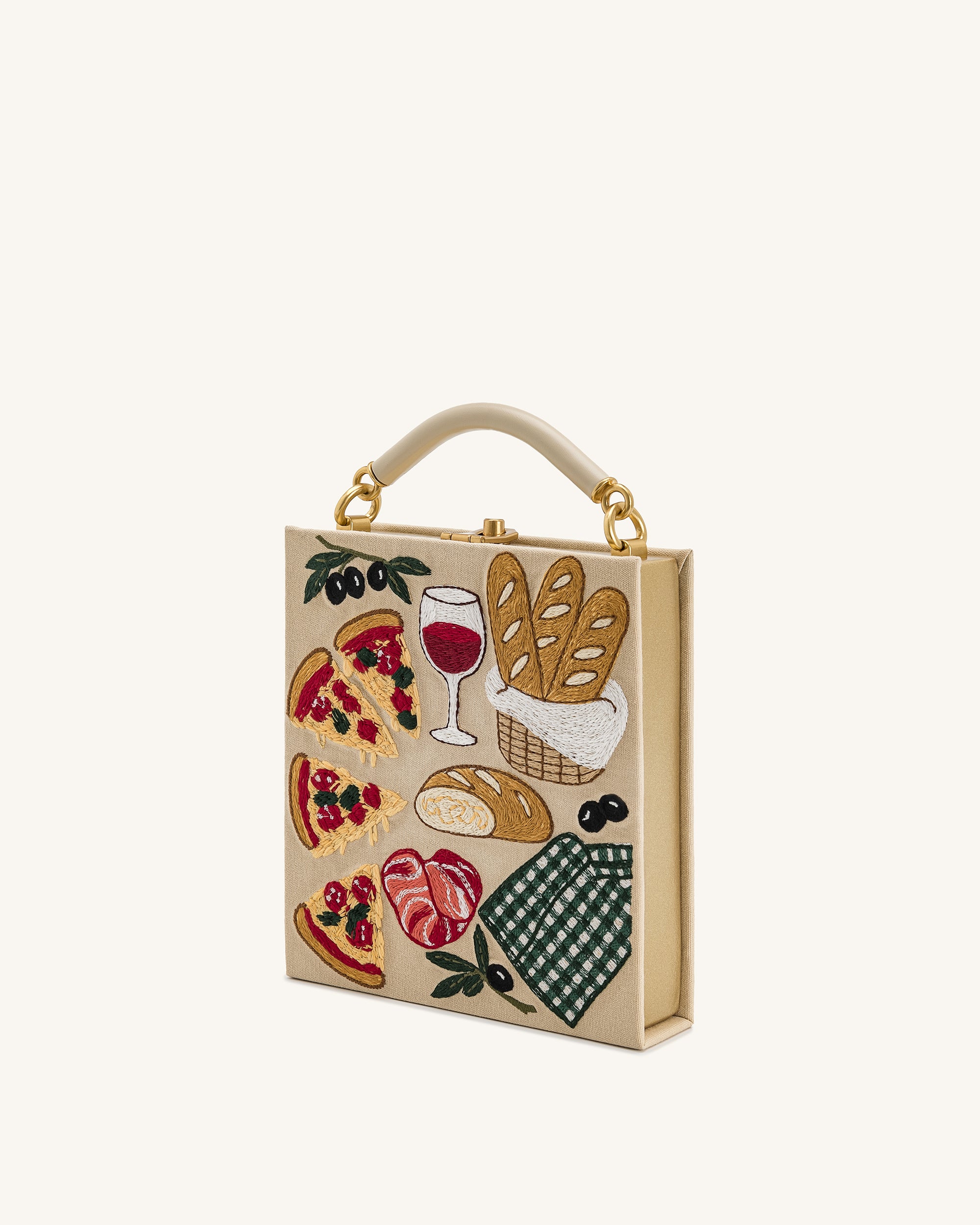 Elle Picnic Pattern Book Top Handle Bag - Khaki - Image 2