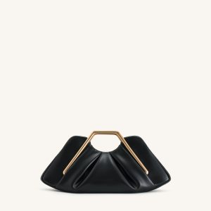 Lila Metal Frame Clutch - Black