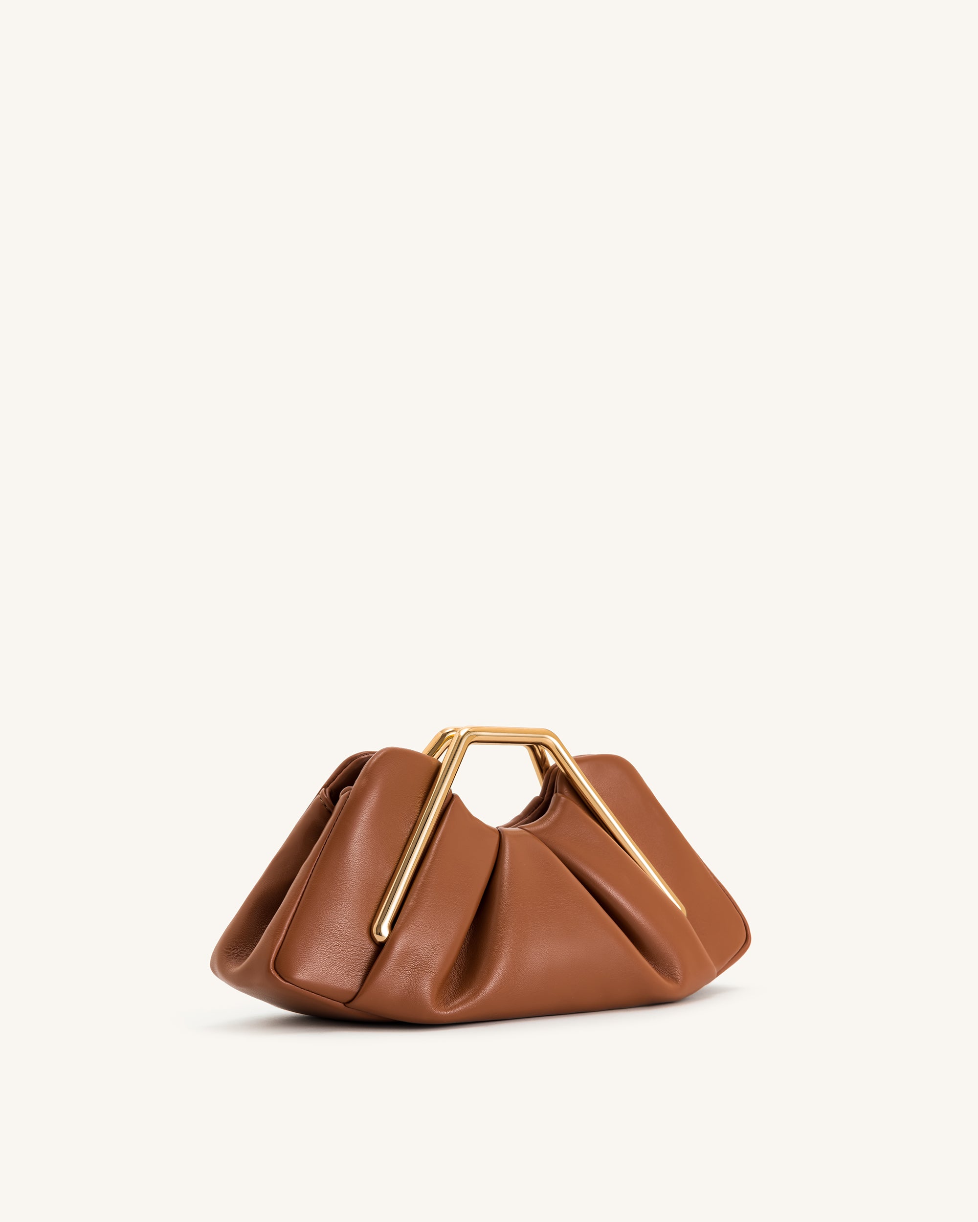Lila Metal Frame Clutch - Brown - Image 2