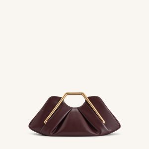 Lila Metal Frame Clutch - Burgundy