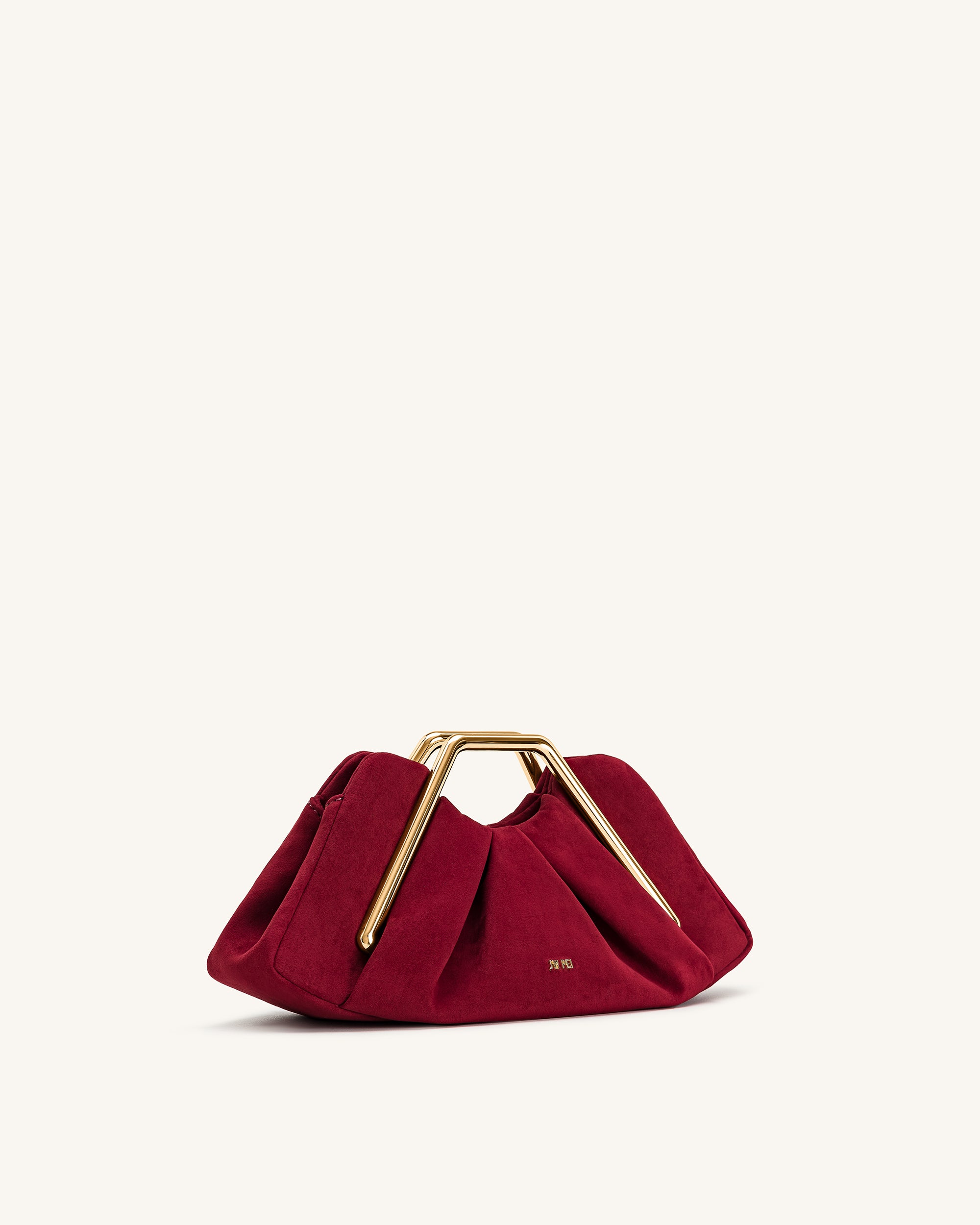 Lila Faux Suede Metal Frame Clutch - Red - Image 2
