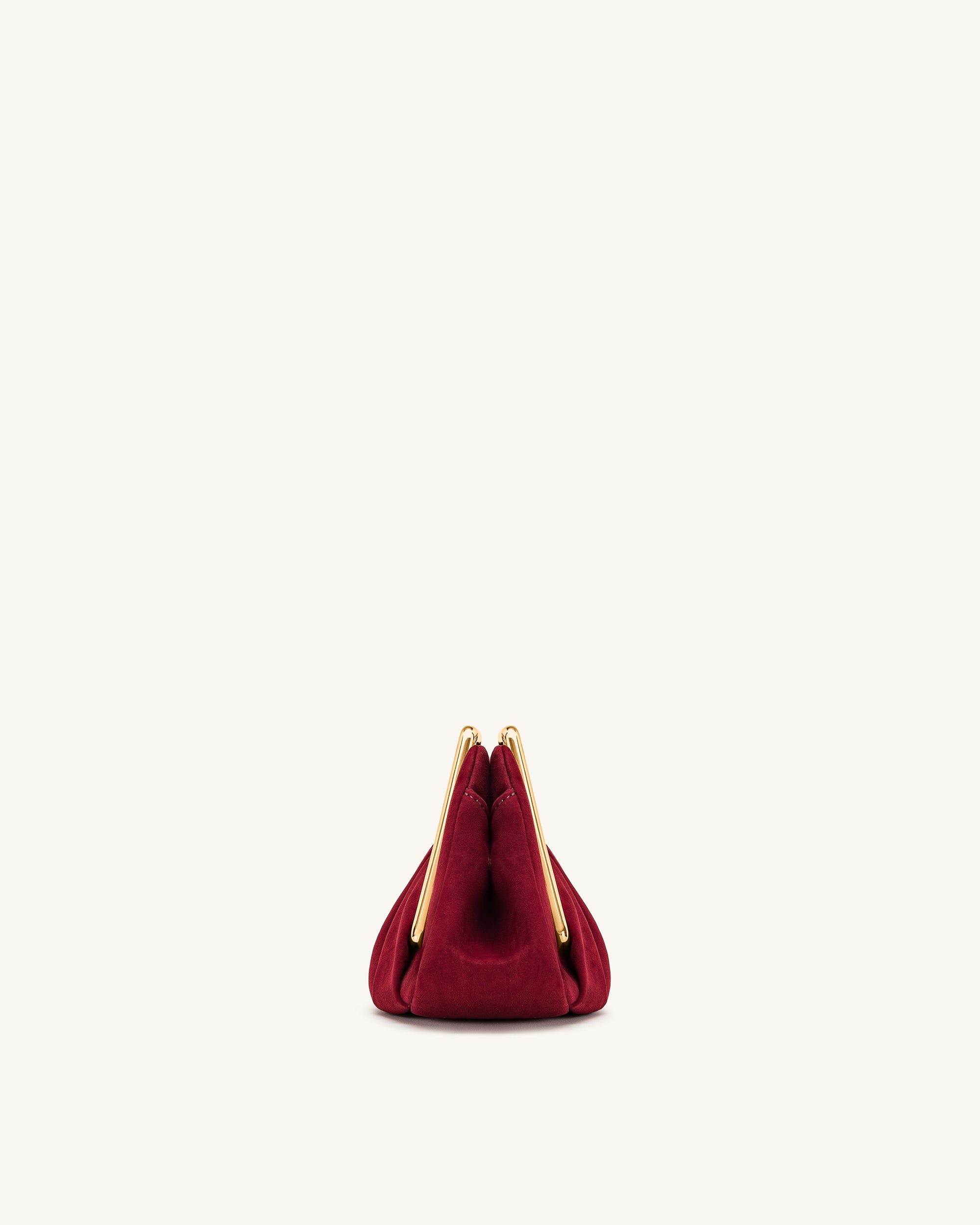 Lila Faux Suede Metal Frame Clutch - Red - Image 3