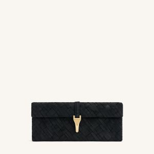 Zaria Woven Clutch - Black