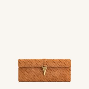 Zaria Woven Clutch - Brown