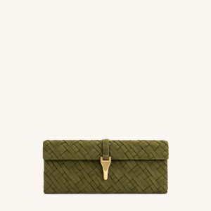 Zaria Woven Clutch - Dark Olive
