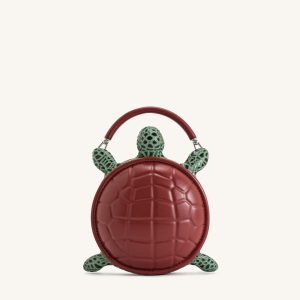 Ava Turtle Shape Handbag - Brown