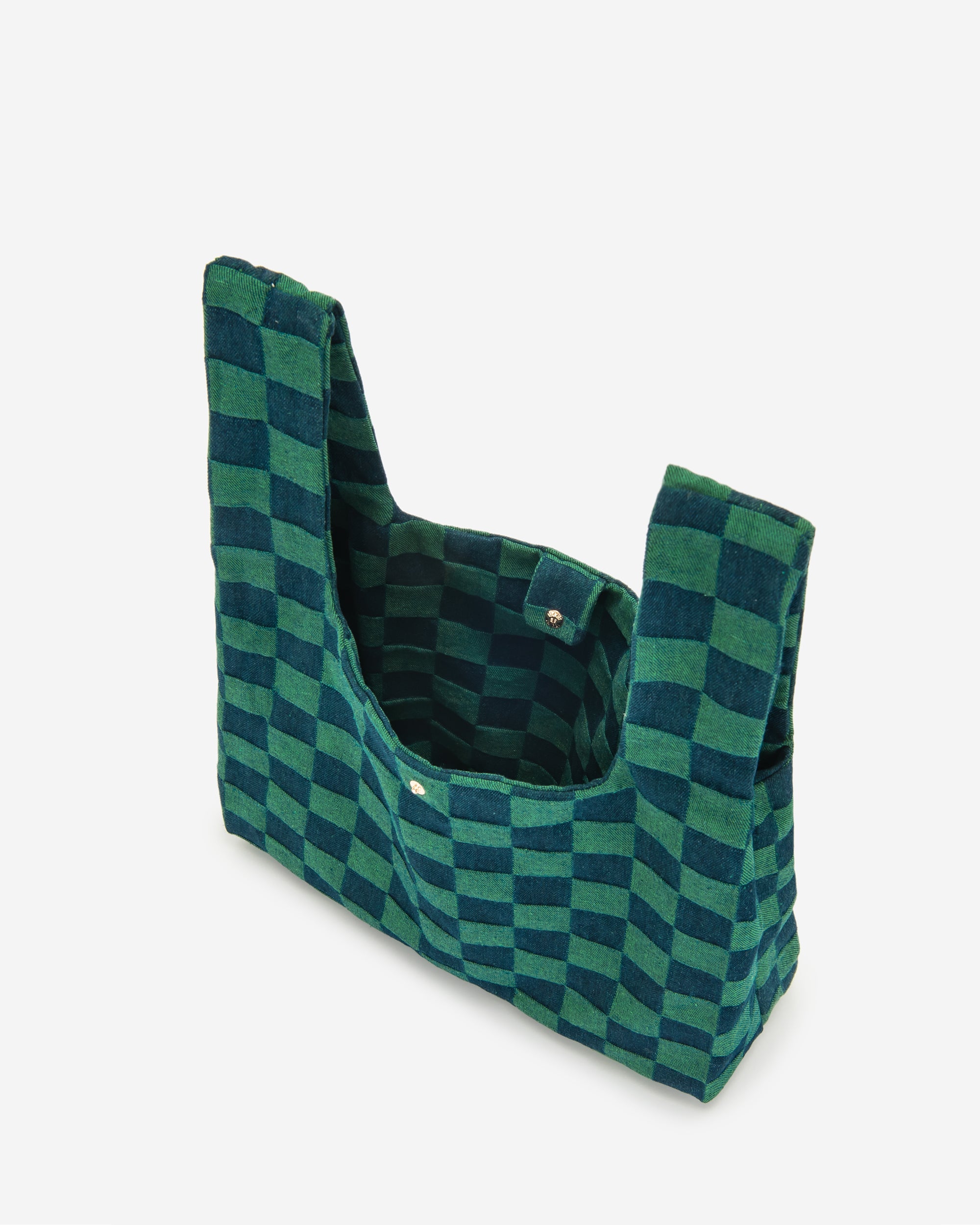 Molly Checkerboard Market Bag - Jungle Green - Image 2