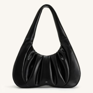 Ashley Ruched Shoulder Bag - Black